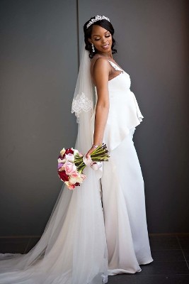 Bride Holding a Bouquet of Flowers