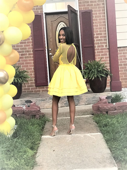 Short Yellow Prom Gown